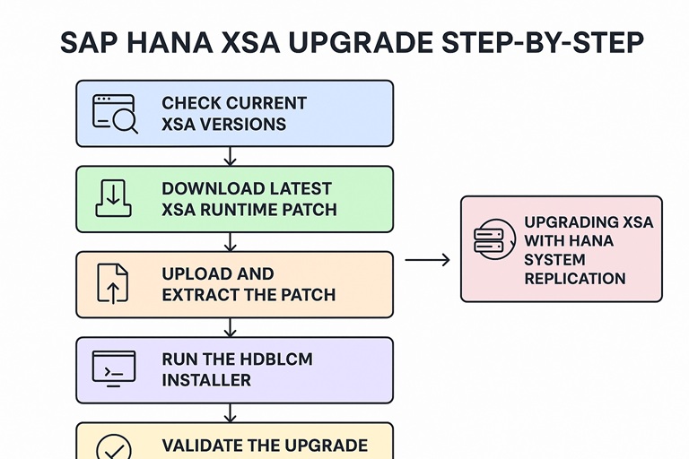 SAP HANA XSA upgrade step-by-step flowchart